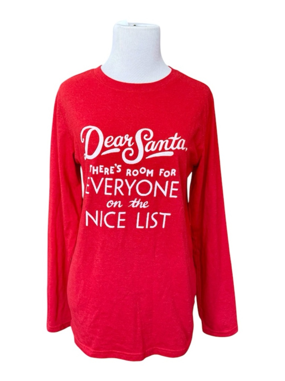 Cat & Jack Women’s Red Long Sleeve Cotton Blend Christmas Top XL